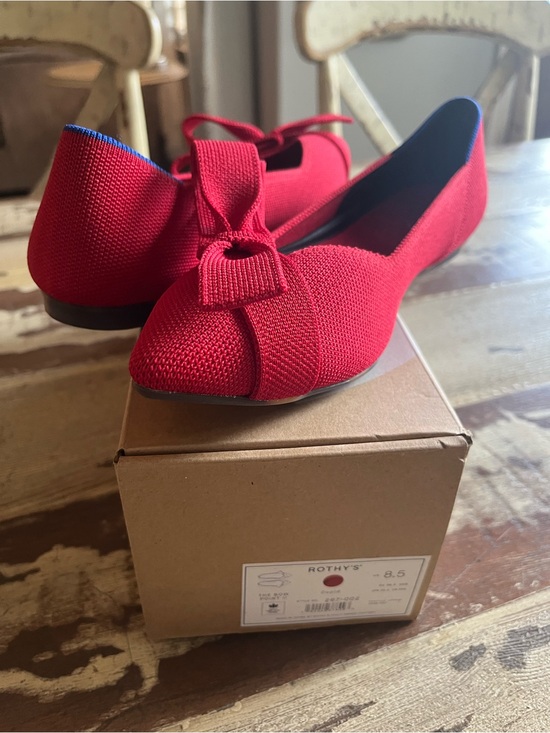 Rothy's Shoes - New Rothy's Red Knit Bow Slip-On Flats 8.5